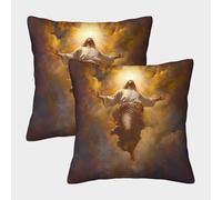 NGGADIWEG Jesus 3D Printed Pillow Covers Home Decorative Personalise Square Cushion Cover 2Pack for Kids Women Men Teen Girls Boys Gifts 45x45cm