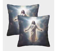 NGGADIWEG Jesus 3D Printed Pillow Covers Home Decorative Personalise Square Throw Pillowcase 2Pack for Couch Sofa Bedroom Outdoor Home Decor 40x40cm