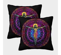 NGGADIWEG Jesus 3D Printed Pillow Covers Home Decorative Personalise Square Throw Pillowcase 2Pack Outdoor Decorations for Couch Sofa Bed Car 40x40cm