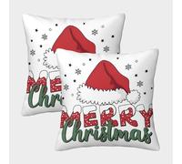 NGGADIWEG Merry Christmas 3D Printed Pillow Covers Home Decorative Personalise Square Cushion Cover 2Pack for Kids Women Men Teen Girls Boys Gifts 45x45cm