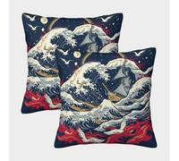 NGGADIWEG Ocean Wave 3D Printed Pillow Covers Home Decorative Personalise Square Throw Pillowcase 2 Pieces for Home Office Sofa Couch Car Garden 45x45cm