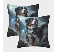 NGGADIWEG Tibetan Mastiff 3D Printed Pillow Covers Home Decorative Personalise Square Soft Pillow Cases 2 Pieces Outdoor Decorations for Couch Sofa Bed Car 45x45cm