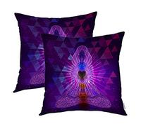 NGGBBDYGB Purple Tantra Medation Throw Pillow Covers,Reiki Healing Decorative Pillow Covers Digal Printing Linen Blended for Couch Sofa Bed Invisible Zipper in