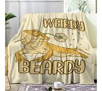 NGGBBDYGB Yellow Cute Bearded Dragon Blanket Gifts for Boys Girls, Dinosaur Throw Blanket for Wild Animal Lovers Soft Lightweight Flannel Fleece Bedding for Adults Bed Couch Chair 80x60In