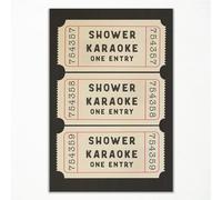 nghtuiyocw Vintage Shower Karaoke Ticket Print, Retro BlackBathroom Wall Art Canvas, Shower Singing Funny Poster, Girly Cream Aesthetic Poster, Trendy Bathroom Guestroom Wall Decor 12x16in Unframed