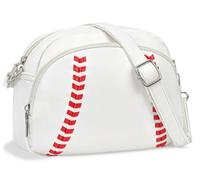 NGIL Baseball Crossbody Purse for Sports Vegan Leather Shoulder Bag for Women, Stadium-Approved Handbag with Adjustable Strap, White