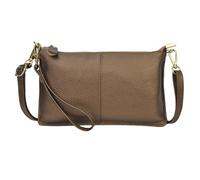 NGIL Women Genuine Leather Crossbody Wristlet, Women's Handbag, Chic Shoulder Bag Small Wristlet Wallet, Golden Accent Zipper, Bronze, M