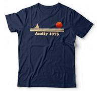 NGIRJKKLL Amity 1975 Tshirt Unisex - Shark, Retro, Vintage Short-Sleeved Shirt Top Sweatshirt(Large)