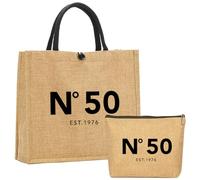 NGLIV 50th Birthday Gifts for Her Women,1976 Birthday Gifts for Women Reusable Shopping Bags and Makeup Bag Cute Jute Straw Tote Bag, Unique 50 Years Old Birthdays Gift for Mom Wife Aunt Friends Her