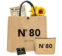 NGLIV 80th Birthday Gifts for Women,Gifts for 80 Year old Woman Set Unique Happy 80th Gift for Mom Wife Friends Vintage 1946 Straw Handbag Cosmetic Bag Acrylic 1946 Poster Greeting Card A07