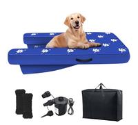 NGNFZQ Inflatable Dock Platform with Electric Pump, Dog Boat Ramp Floating Non-Slip Oxford and PVC with Water Ramp for Dogs Pool, Dock, Lake with Traction Rope Blue (4.7ft x 3ft x 6in)