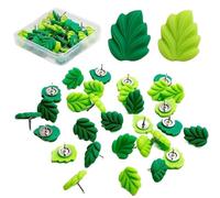 NGNKMPMCTK 50pcs Green Leaves Shape Plastic Push Pins Plastic Colored Colored Push Pins Metal Cute Decorative Studs Office Binding Supplies
