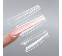 NGOKPYD 240Pcs Sandwich Dual Nail Forms for Gel Builder, Polygel Nail Kit, 15 Sizes Dual Forms Nails, Strong Full Cover Short Gel Tips for Nail Extensions(Coffin Nails Long)