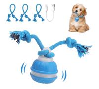 NGOKPYD Interactive Dog Toys - Interactive Moving Dog Ball Dog Toys for Boredom, 3 Play Modes, Emits Bird Sounds to Stimulate Curiosity, Comes with Chew Ropes, Present for Small Dogs Puppies (Blue)