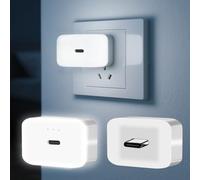 NGOKPYD LED Night Lights Plug into Wall Voice AI Activated 2-Pack with USB Charging Port, 130LM, 3000K White Nightlight for Kids Adults Room Nursery Bedroom Bathroom Hallway
