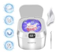 NGOKPYD Retainer Cleaner Ultrasonic for Denture - 48kHz/24W Professional UV Sonic Denture Cleaner 220ML for Aligner Mouth Guards Braces Toothbrush Jewelry Ring Parts, White