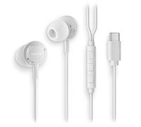 NGS Cross Step White - USB-C In-Ear Headphones with Microphone and Multifunction Button, Music and Call Control, 120 cm Cable, Sound, Compatible with Smartphones and Tablets