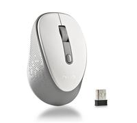 NGS Dew White Wireless Optical Mouse, Ergonomic Mouse, Quiet Wireless Laptop Mouse, High Precision with Nano Receiver, Ambidextrous, 800/1600 Adjustable DPI, Plug & Play