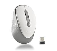 NGS Dew White Wireless Optical Mouse, Ergonomic Mouse, Quiet Wireless Laptop Mouse, High Precision with Nano Receiver, Ambidextrous, 800/1600 Adjustable DPI, Plug & Play