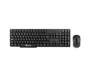NGS Euphoria Kit PT - Wireless Keyboard and Mouse 2.4 GHz, Keyboard with Minimalist and Splash-proof Design, QWERTY Portuguese, Optical Mouse with 1200 dpi, Ergonomic Mouse, Black