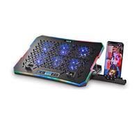 NGS Hero Stand Laptop Cooling Dock, 6 Quiet Fans, LCD Display, RGB, Height Adjustable, 2 USB Ports, Smartphone Holder, Non-Slip, 2400 RPM