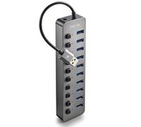 NGS IHUB 10 - USB 3.0 Hub with 10 Ports, Independent Switch, 5 Gbps Transfer Speed, 12 V/4 A Power Supply, Compatible with PC/Mac, Compact Design, Plug and Play