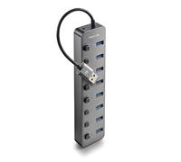 NGS IHUB 8 - USB 3.0 Hub with 8 Ports, Independent Switch, 5 Gbps Transfer Speed, 5 V/3 A Power Supply, Compatible with PC/Mac, Compact Design, Plug and Play