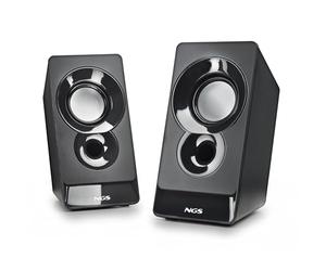 NGS SB210-12W Stereo Speaker for PC, USB Power, 3.5mm Jack Input, Net Sound and Wrap, Volume Control, Compact Design, Plug & Play, Compatible with Computers and Computers