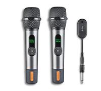 NGS Singer Star Duo - Pack of 2 Dynamic Wireless Microphones 2.4GHz, 30h Autonomy, Volume and Echo Control, Battery Indicator, 3.5 mm and 6.3 mm Jack Connection - Ideal for Karaoke and Events