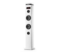 NGS SKY CHARM WHITE - 50W Bluetooth Sound Tower with Remote control, Optical Input, USB, FM Radio and AUX IN (White Colour)