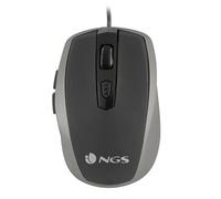 NGS TICK SILVER - 800/1600dpi Optical Mouse with USB Wire, Mouse for Computer or Laptop with 6 Boutons, Rigth-Handed Ergonomics, Silver and Black