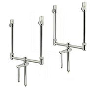 NGT 2 Rod Adaptable Singles Storks Bank Sticks & Buzz Bars Setup Stainless Steel Carp Fishing (No Case)