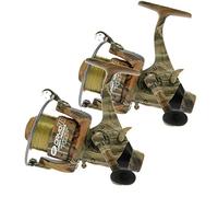 NGT 2 x Camo40 Carp Runner 3BB Fishing Reel with 12lb Line + Spare Spool