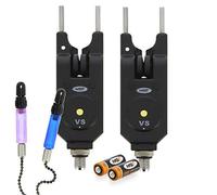 NGT 2 x VS FISHING BITE ALARM WITH SNAG BARS AND BOBBINS Volume and Tone Control Batteries Included Carp Fishing Alarms Indicators