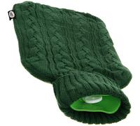 NGT 2L Hot Water Bottle with Knitted Cover - Large Capacity Heat Source for Winter Fishing, Camping & Outdoor Use - Soft Green Cable Knit Design, BS 1970:2012 Safety Certified