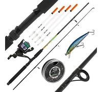 NGT 6ft 2pc Spinning Coarse Sea Predator Fishing Rod & 1BB Reel with Holographic Lure 4x Floats & Split Shot