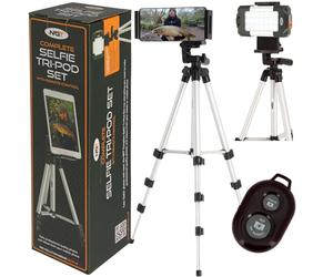 NGT Anglers Selfie Tripod with Bluetooth Remote - Universal Mount for Phones, Tablets & Floodlights, Adjustable Height 102cm, 360° Rotation, For Carp Fishing Photos & Night Light
