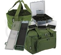 NGT Carp Fishing 4+1 Tackle Box Set + Quickfish Carryall Stiff Rig Wallet & Bowl