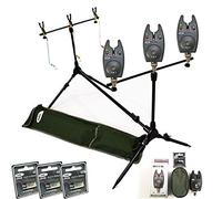 NGT Carp Fishing Rod Pod With Swingers 3 Bite Alarms + Batteries