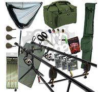 NGT Complete Carp Fishing Set Up 2 Rods Reels With Carryall Rod Holdall and Tackle RRP £199.99