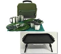 NGT Deluxe Fishing Camping Picnic Day Cutlery Set + Black Lidsters Bivvy Table