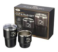 NGT Double Walled Travel Mug & Cup Set - 180ml & 240ml Stainless Steel - Interchangeable Lid, Hot & Cold Drink Insulation - Carp Fishing Camping Hiking