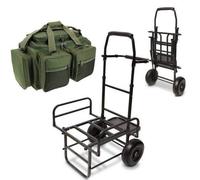 NGT DYNAMIC FISHING TROLLEY CARP COARSE MATCH FOLDS FLAT TWIN WHEEL LARGE BASE XPR CARRYALL BAG