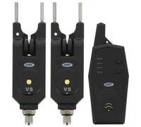 NGT FBA-W/LESS-2PC-VS 2pc + Receiver Fishing Bite Alarm Set 200m Range On Blister (vs) - Black, Standard