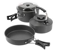 NGT FCC-SET-3PC Cooking Pan Kettle Set Pot With Lid Frying Pan Carp Fishing Camping Gunmetal, Standard