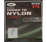 NGT Hooks To Nylon barbless Size 14-10 hooks