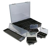 NGT New Carp Fishing 7+1 Black Tackle Box System + Bit Boxes & Stiff Rig Board