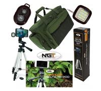 NGT SELFIE SMARTPHONE SELF TAKE SYSTEM CAMERA TRIPOD + CARP FISHING HOLDALL BAG