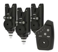 NGT XPR 3 Rod Wireless Bite Alarm Set with Receiver Adjustable Volume, Tone & Sensitivity, Colour LED Indicators, Rolling Code System, Water Resistant, Carp & Coarse Fishing Alarms with Storage Case