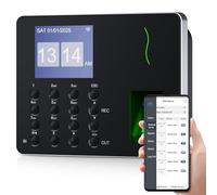 NGTeco APP-Based Time Clock, Fingerprint & PIN Time Clocks for Employees Small Business, 2.4GHz WiFi Biometric Clock in Machine for Employees with APP for iOS Android, No Monthly Fee
